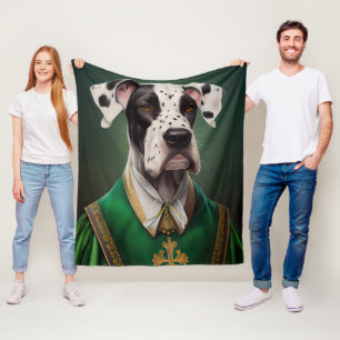 Great Dane Dog in St. Patrick's Day Dress Fleecedecke