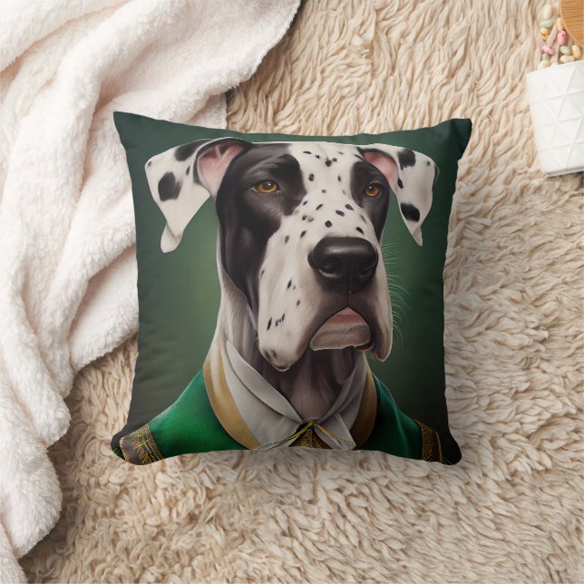 Great Dane Dog in St. Patrick's Day Dress Kissen (Decke)