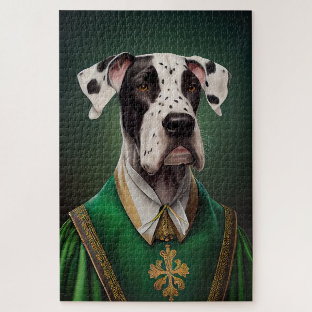 Great Dane Dog in St. Patrick's Day Dress Puzzle (Vertikal)