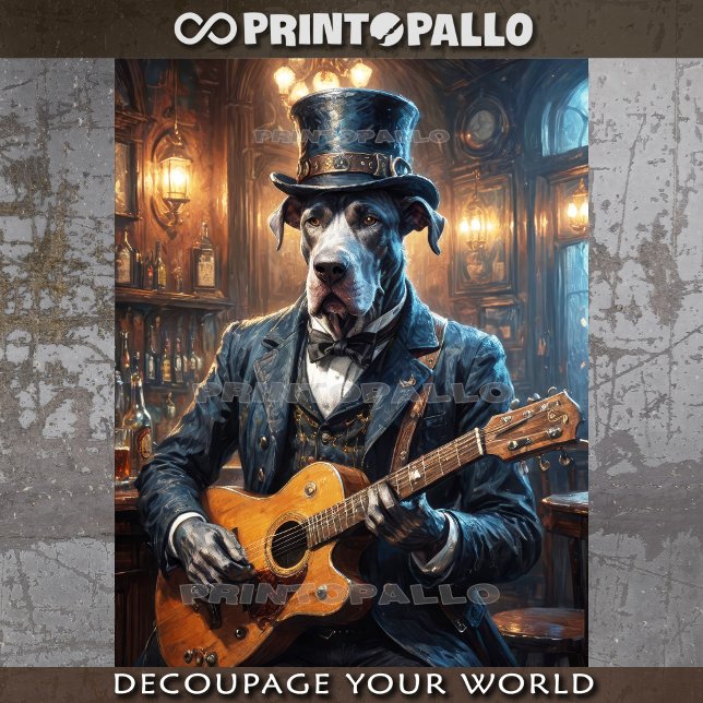 Great Dane Dog in viktorianischer Kleidung und Git Seidenpapier (Von Creator hochgeladen)