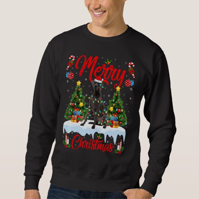 Great Dane Dog Lights Xmas Tree Santa Great Dane C Sweatshirt (Vorderseite)