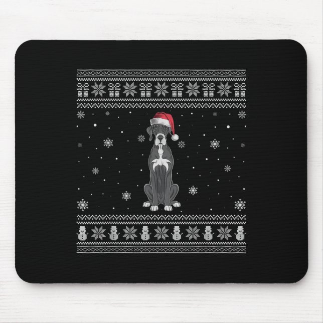 Great Dane Dog Lovers Men Women Santa Ugly Xmas Sw Mousepad (Vorne)