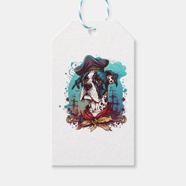 Great Dane Dog Pirate Geschenkanhänger (Vorderseite)