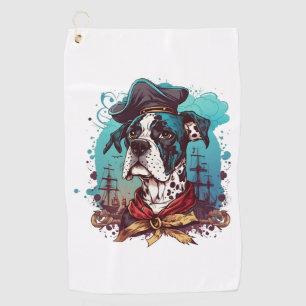 Great Dane Dog Pirate Golfhandtuch