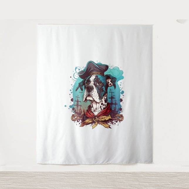 Great Dane Dog Pirate Wandteppich (Vorderseite)