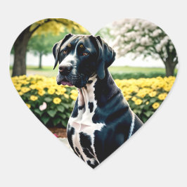 Great Dane Dog Portrait  Herz-Aufkleber