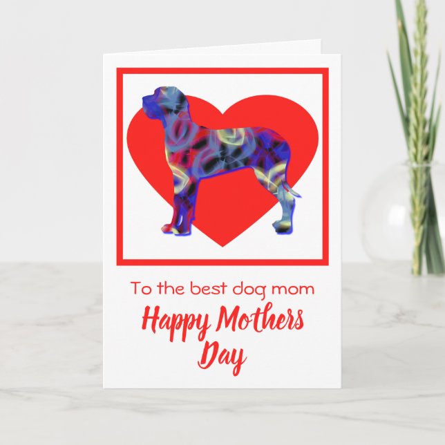 Great Dane Dog Red Heart Mother Day Card Dankeskarte (Vorderseite)