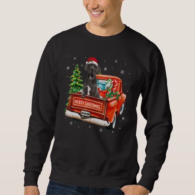 Great Dane Dog Ride Red Truck Christmas Dog  Pajam Sweatshirt (Vorderseite)