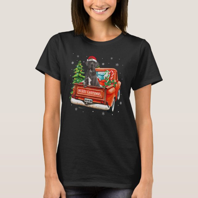 Great Dane Dog Ride Red Truck Christmas Dog  Pajam T-Shirt (Vorderseite)