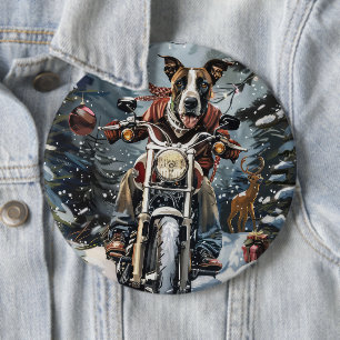 Great Dane Dog Riding Motorrad Weihnachten Button