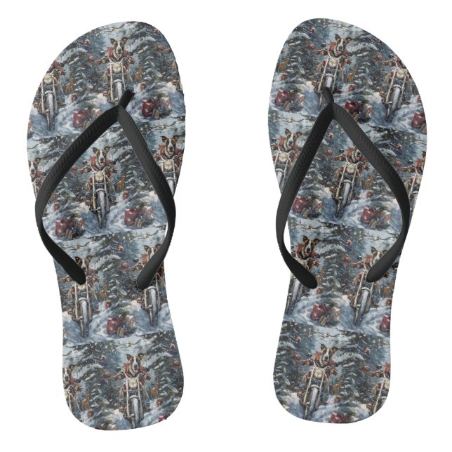 Great Dane Dog Riding Motorrad Weihnachten Flip Flops (Fußbett)