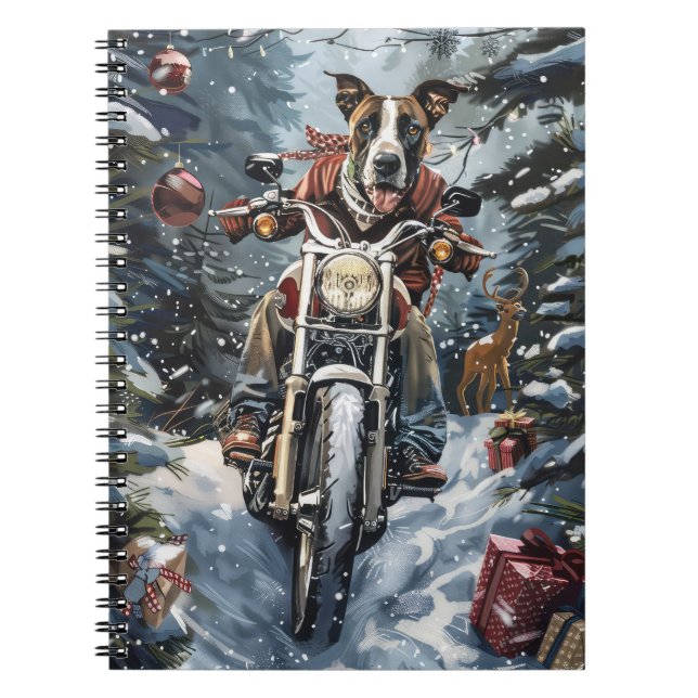 Great Dane Dog Riding Motorrad Weihnachten Notizblock (Vorderseite)