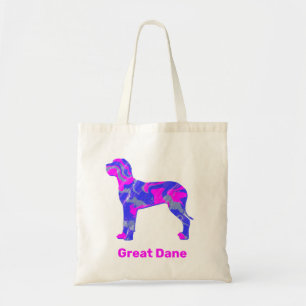 Great Dane Dog Silhouette Crazy Hot Pink Tragetasche