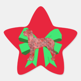 Great Dane Dog Silhouette Green Bow Weihnachten Stern-Aufkleber
