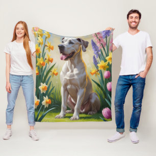 Great Dane Dog Spring Blumen Malerei Fleecedecke