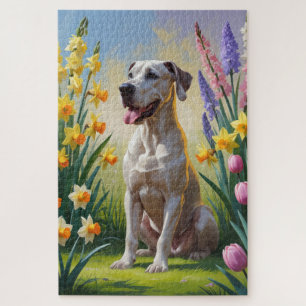 Great Dane Dog Spring Blumen Malerei Puzzle