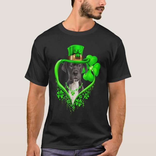 Great Dane Dog St Patricks Day Lover Irish Shamroc T-Shirt (Vorderseite)