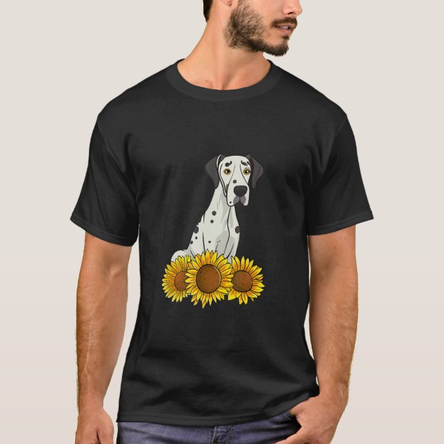 Great Dane Dog Sunflower Graphic for Women Cute Fl T-Shirt (Vorderseite)