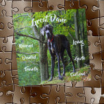 Great Dane Dog Tracks Jigsaw Puzzle Spiel<br><div class="desc">Jigsaw Puzzle mit Great Dane Hund mit einigen der Eigenschaften. Sie sind liebevoll,  engagiert,  freundlich,  zuversichtlich,  sanft und zurückhaltend. Was für eine wunderbare Eigenschaft für einen Hund! Ein Muss für die Liebhaber der Great Dane Hunde!</div>