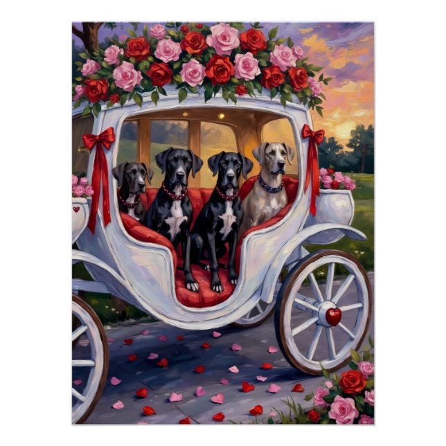 Great Dane Dog Valentine's Day Poster (Vorderseite)