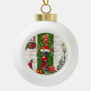 Great Dane Dog Weihnachten Keramik Kugel-Ornament