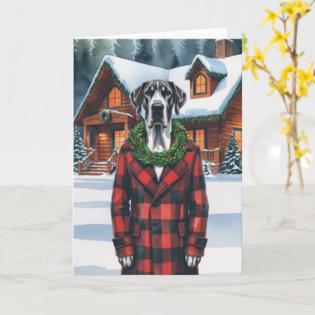 Great Dane Dog Weihnachtsgrüße Karte (Gelbe Blume)