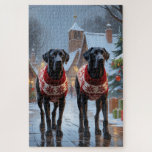 Great Dane Dogs Christmas Snow Holiday Puzzle<br><div class="desc">This festive design captures the joyful spirit of the holiday season, featuring an adorable dogs.Nestled in a winter wonderland, complete with a decorated Christmas tree, and beautifully wrapped presents. Snowflakes gently fall, adding a magical touch to the scene, while the vibrant colors of the holiday decorations create a warm and...</div>