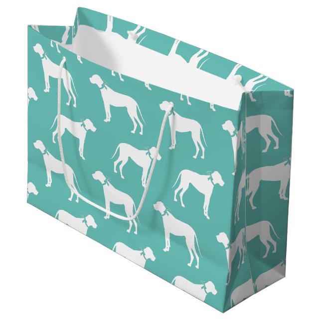 Great Dane Doppy Puppy Große Geschenktüte (Vorderseite Schrägansicht)