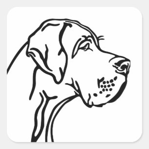 Great Dane drawing Quadratischer Aufkleber