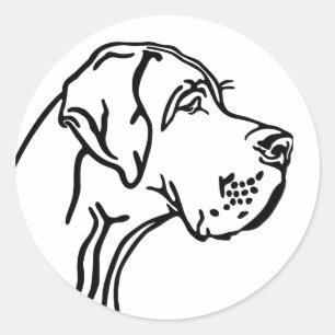 Great Dane drawing Runder Aufkleber
