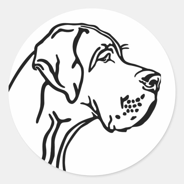 Great Dane drawing Runder Aufkleber (Vorderseite)