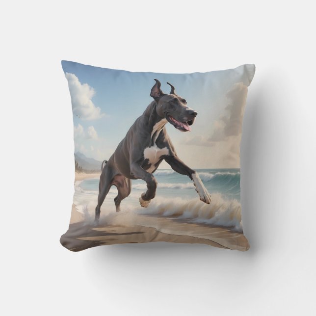 Great Dane Elegant Throw Kissen (Vorderseite)