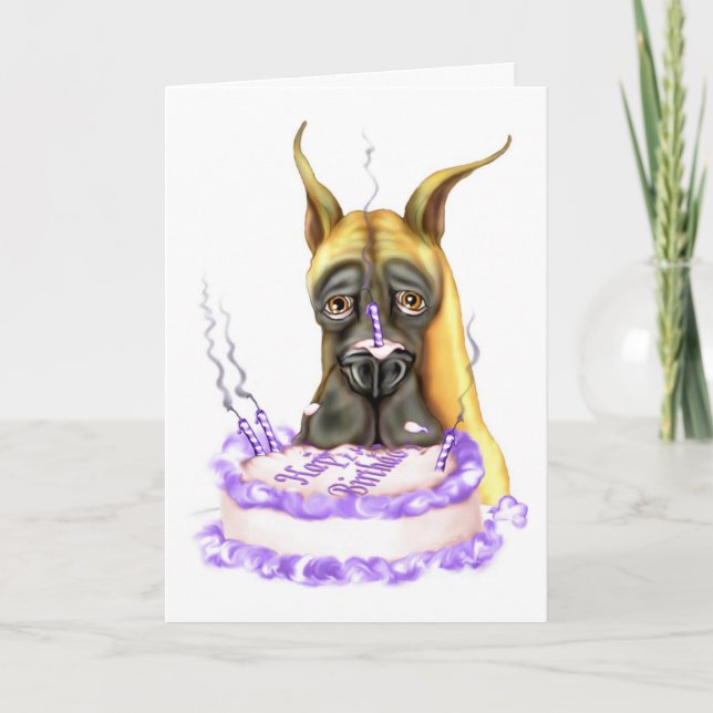Great Dane Fawn Birthday Cake Karte (Vorderseite)