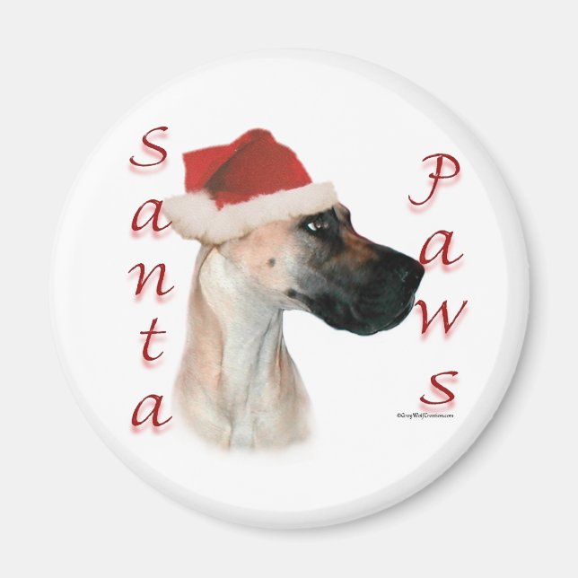 Great Dane (fawn) Santa Paws Magnet (Vorne)
