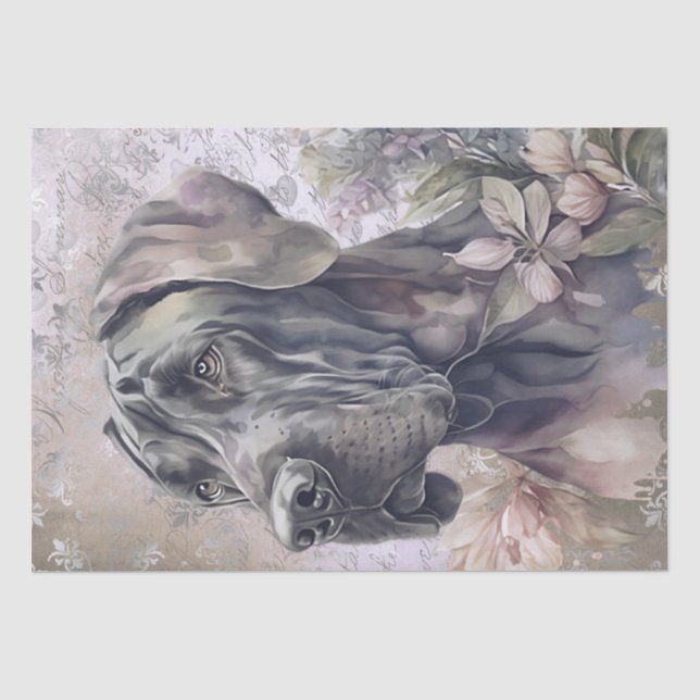 Great Dane Floral Dog Seidenpapier (Vorderseite)