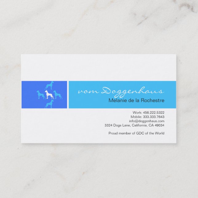Great Dane formal Visitenkarte (Rückseite)