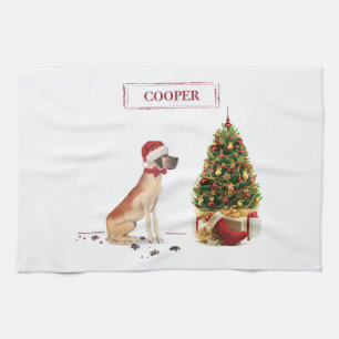 Great Dane Funny Christmas Dog mit Baum Geschirrtuch