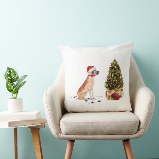 Great Dane Funny Christmas Dog mit Baum Kissen (Stuhl )