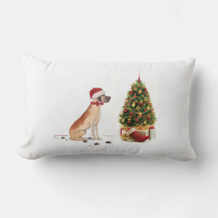 Great Dane Funny Christmas Dog mit Baum Lendenkissen