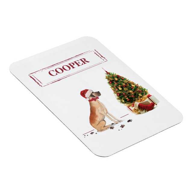 Great Dane Funny Christmas Dog mit Baum Magnet (Rechte Seite)