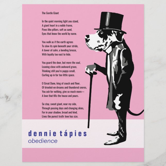 Great Dane Gedicht Flyer (Vorne)