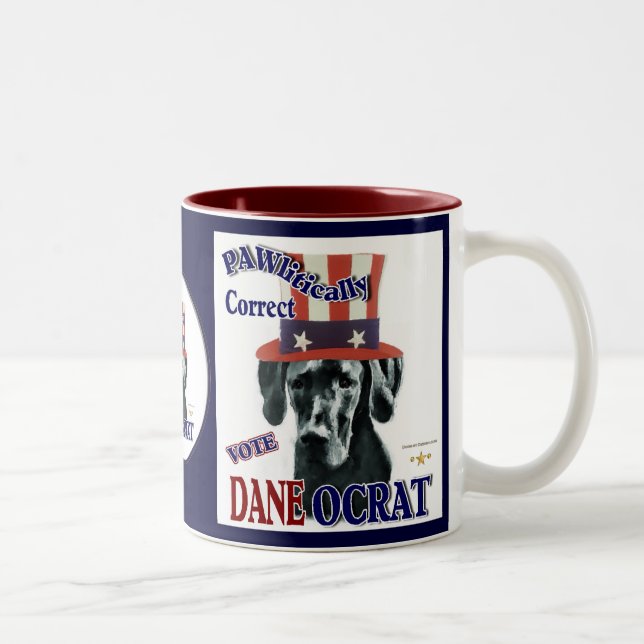 Great Dane Gips Zweifarbige Tasse (Rechts)