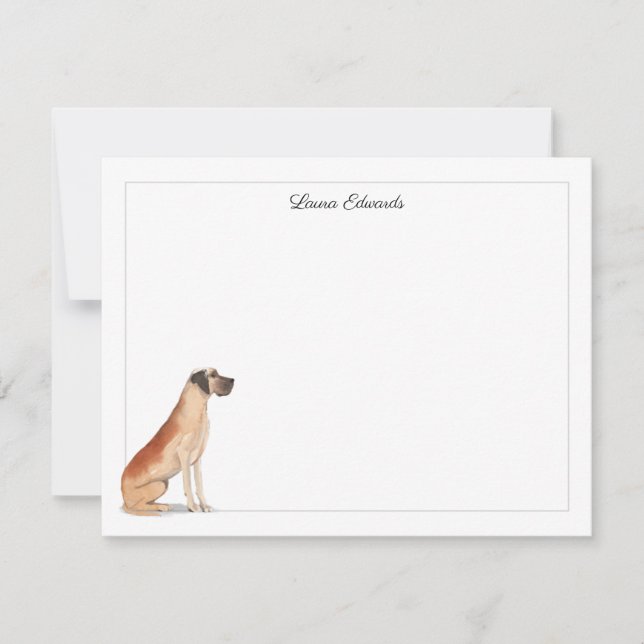 Great Dane Gray Border Personalisiert Stationery Mitteilungskarte (Vorderseite)
