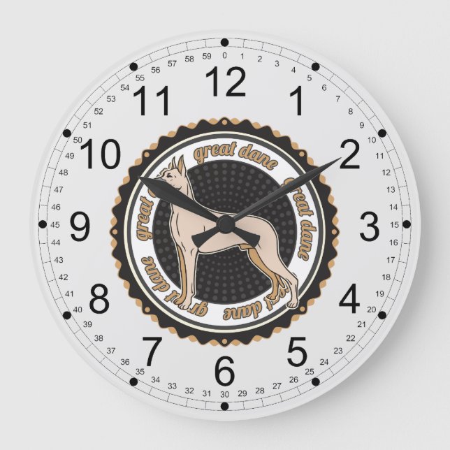 Great Dane Große Wanduhr (Vorderseite)
