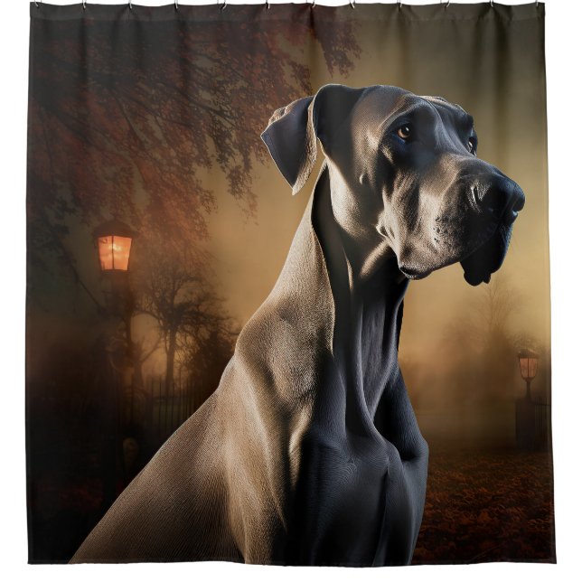 Great Dane Halloween Beängstigend Duschvorhang (Vorderseite)