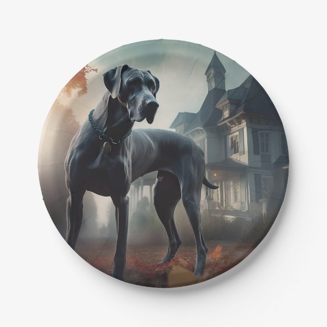 Great Dane Halloween Beängstigend Pappteller (Vorderseite)