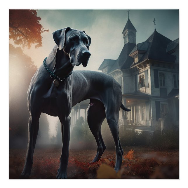 Great Dane Halloween Beängstigend Poster (Vorderseite)