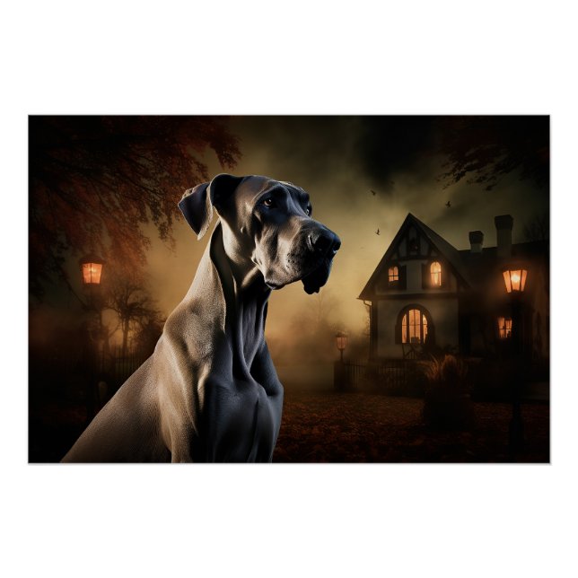 Great Dane Halloween Beängstigend Poster (Vorderseite)