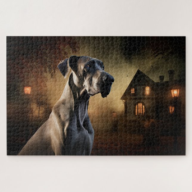 Great Dane Halloween Beängstigend Puzzle (Horizontal)
