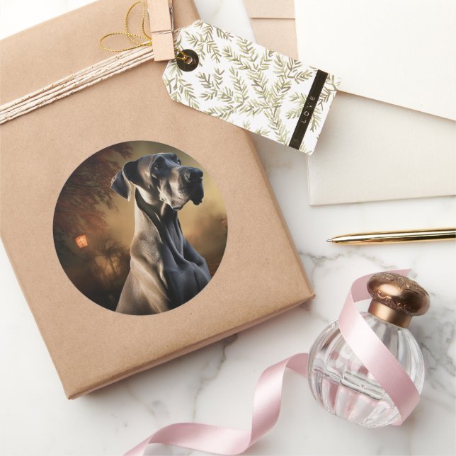 Great Dane Halloween Beängstigend Runder Aufkleber (Schenken)